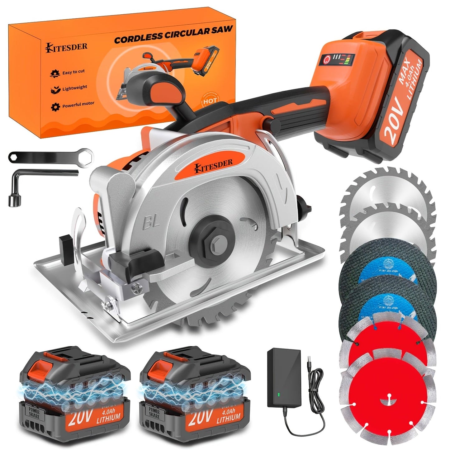 5-inch Brushless Circular Saw Kit - 20V Dual Smart Batteries And Battery Charger, Comes with 6 Saw Blades, Two Adjustable 45° Cutting Depths, Up to 6900 RPM - Ideal for Woodworking And Garden Projects.Christmas Gift, Shipped    Home Decor Supply | Online Retail | ShoreShopper.com