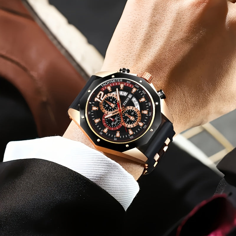 1pc Men'S Fashion Casual Quartz Watch, Silicone Strap, Date Display - Stylish Casual Wristwatch for Casual Attire, Casual Wristwatch | Sporty Watch Design | Quartz Movement, Thanksgiving, Christmas The Perfect Gift Reloj Para    Home Decor Supply | Online Retail | ShoreShopper.com