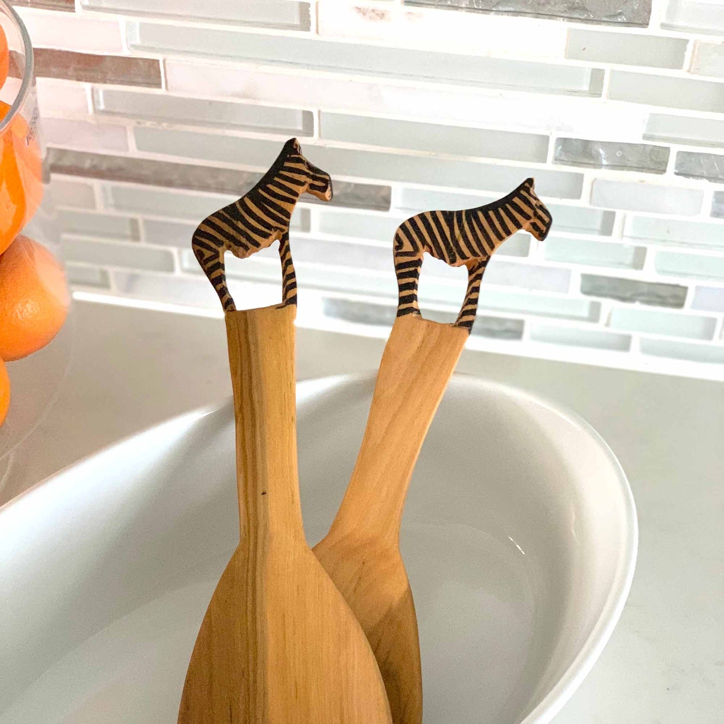 Zebra Salad Serving Set    Home Decor Supply | Online Retail | ShoreShopper.com