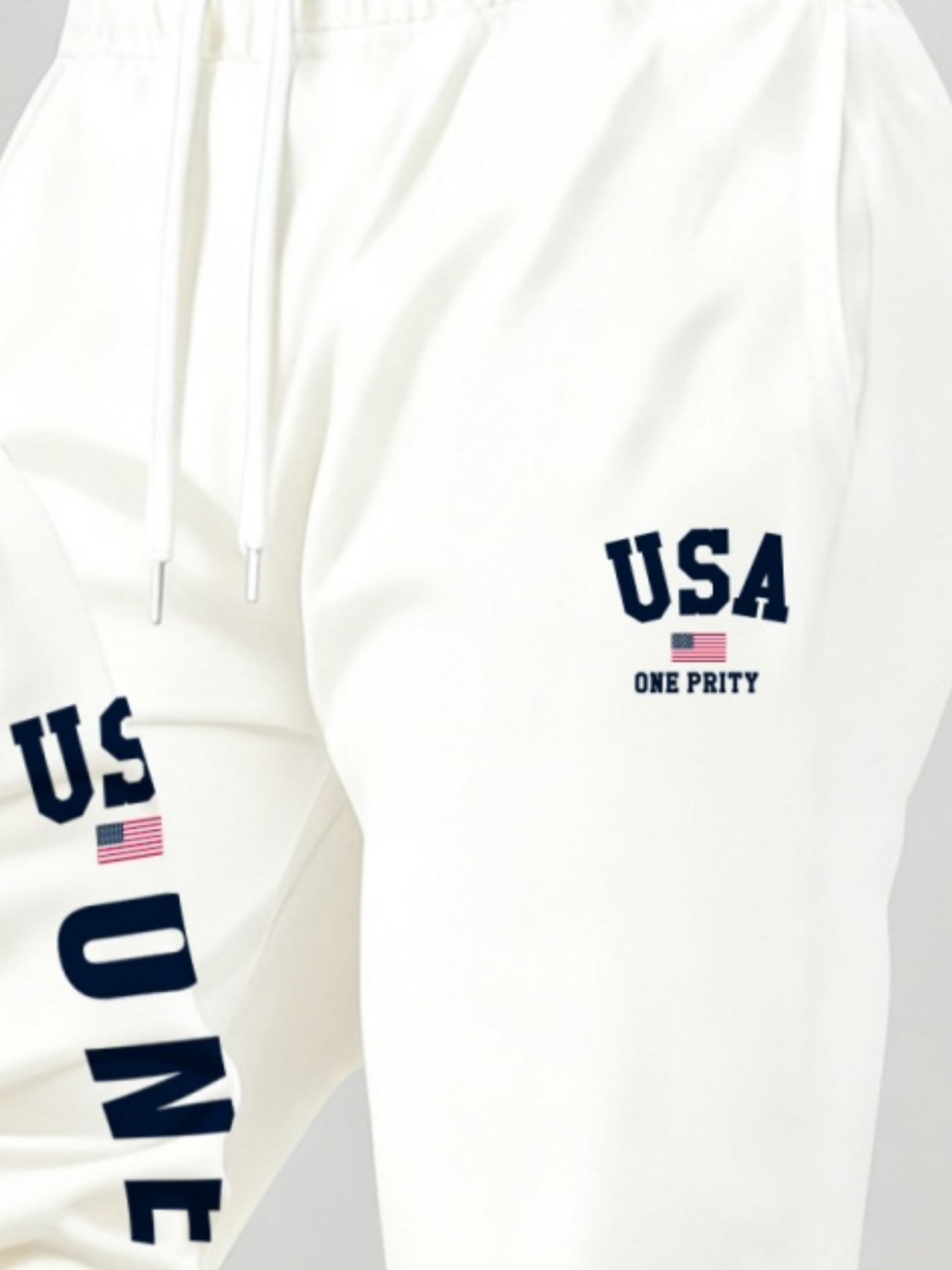Men'S USA Flag Print Hoodie & Sweatpants Two-Piece Set - White with Red, White & Blue Design, Comfortable Warm Casual Streetwear Outfit, Regular Fit, Long Sleeve    Home Decor Supply | Online Retail | ShoreShopper.com