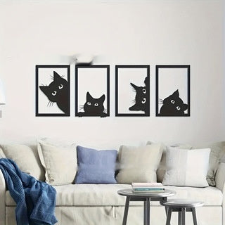 Black Cat Metal Wall Art Decoration Suit    Home Decor Supply | Online Retail | ShoreShopper.com