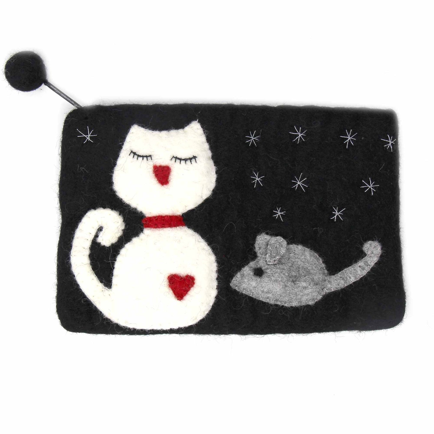 Hand Crafted Felt: White Cat Pouch    Home Decor Supply | Online Retail | ShoreShopper.com