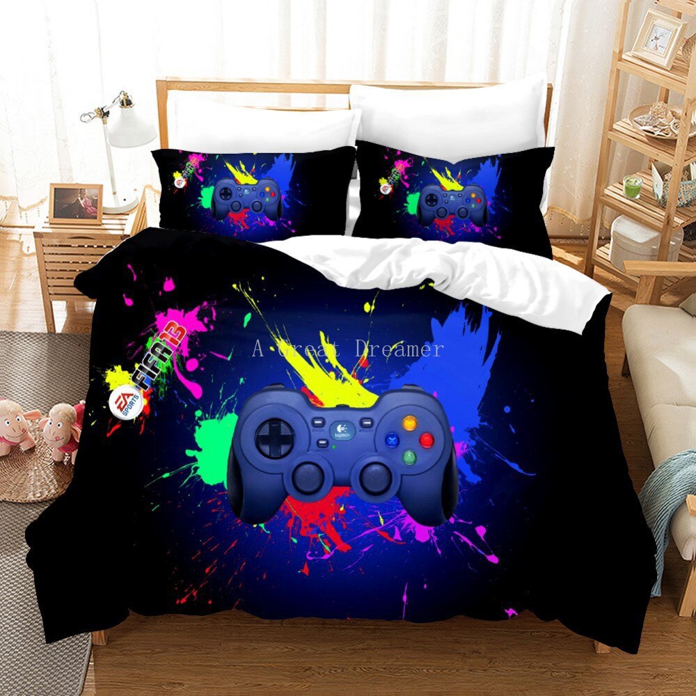 Digital 3D Game Controller Pattern Printed Bedding Three-Piece Set    Home Decor Supply | Online Retail | ShoreShopper.com