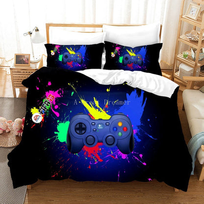 Digital 3D Game Controller Pattern Printed Bedding Three-Piece Set    Home Decor Supply | Online Retail | ShoreShopper.com