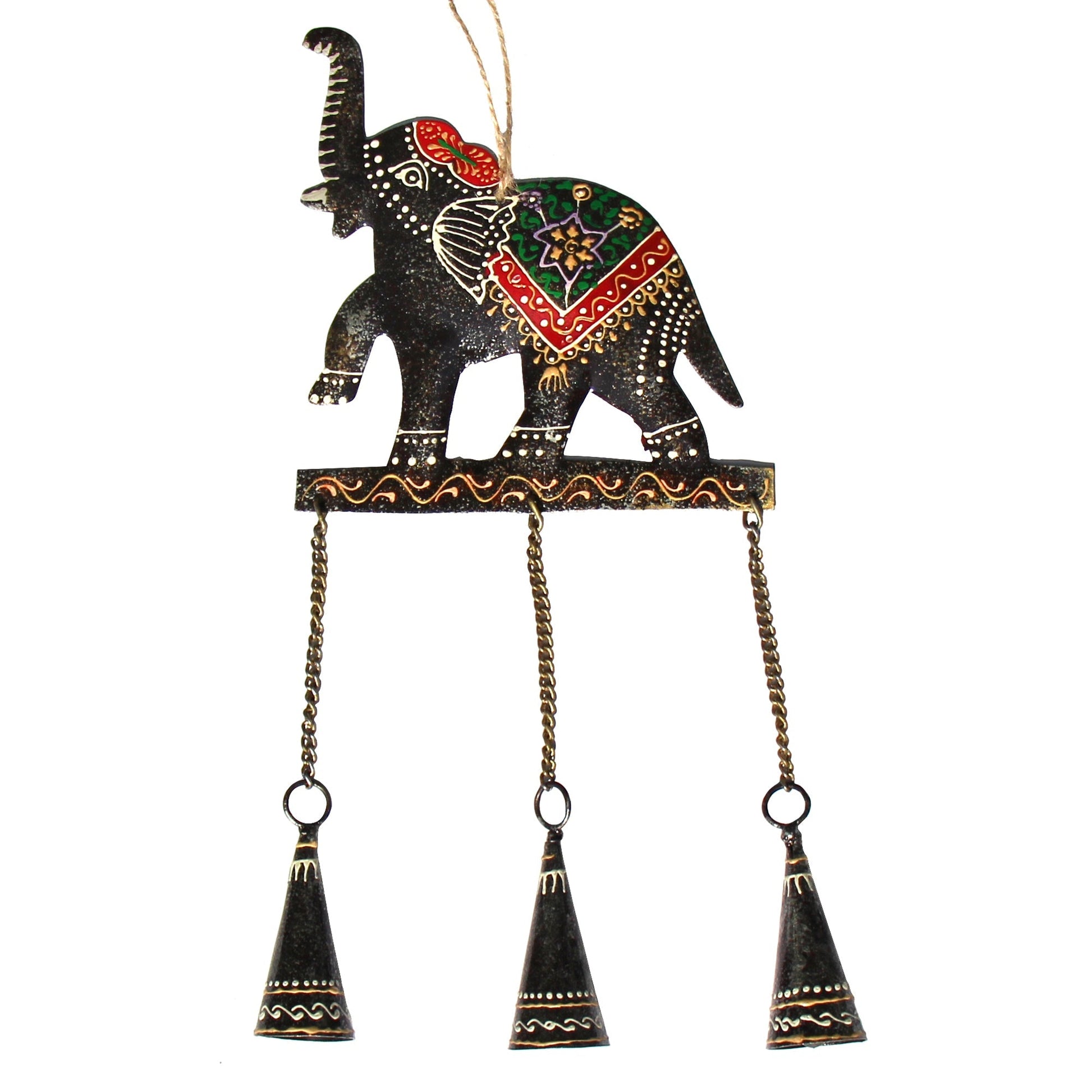 Embossed Elephant Chime, Hand-painted Recycled Iron    Home Decor Supply | Online Retail | ShoreShopper.com