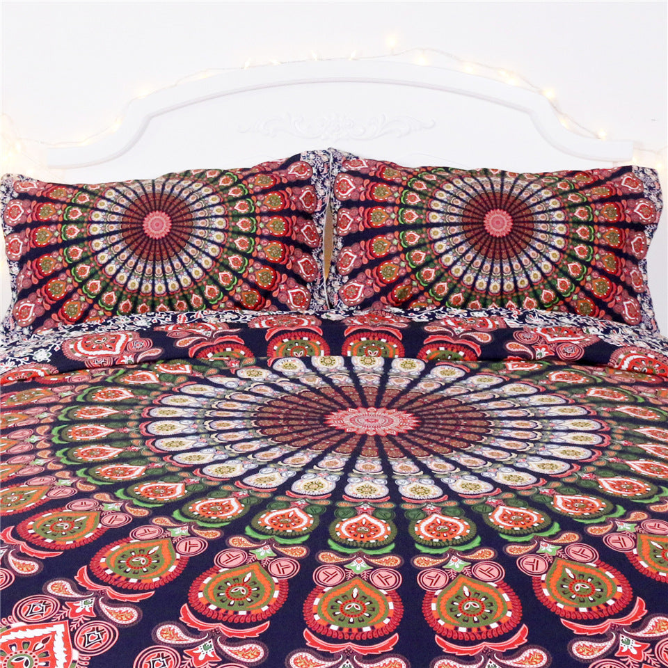 Red and white floral boho quilt bedding set of four    Home Decor Supply | Online Retail | ShoreShopper.com