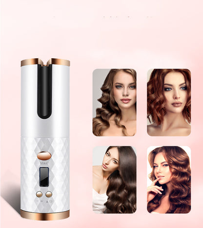 Rechargeable Automatic Hair Curler Women Portable Hair Curling Iron LCD Display Ceramic Curly Rotating Curling Wave Styer - ShoreCo.Shop
