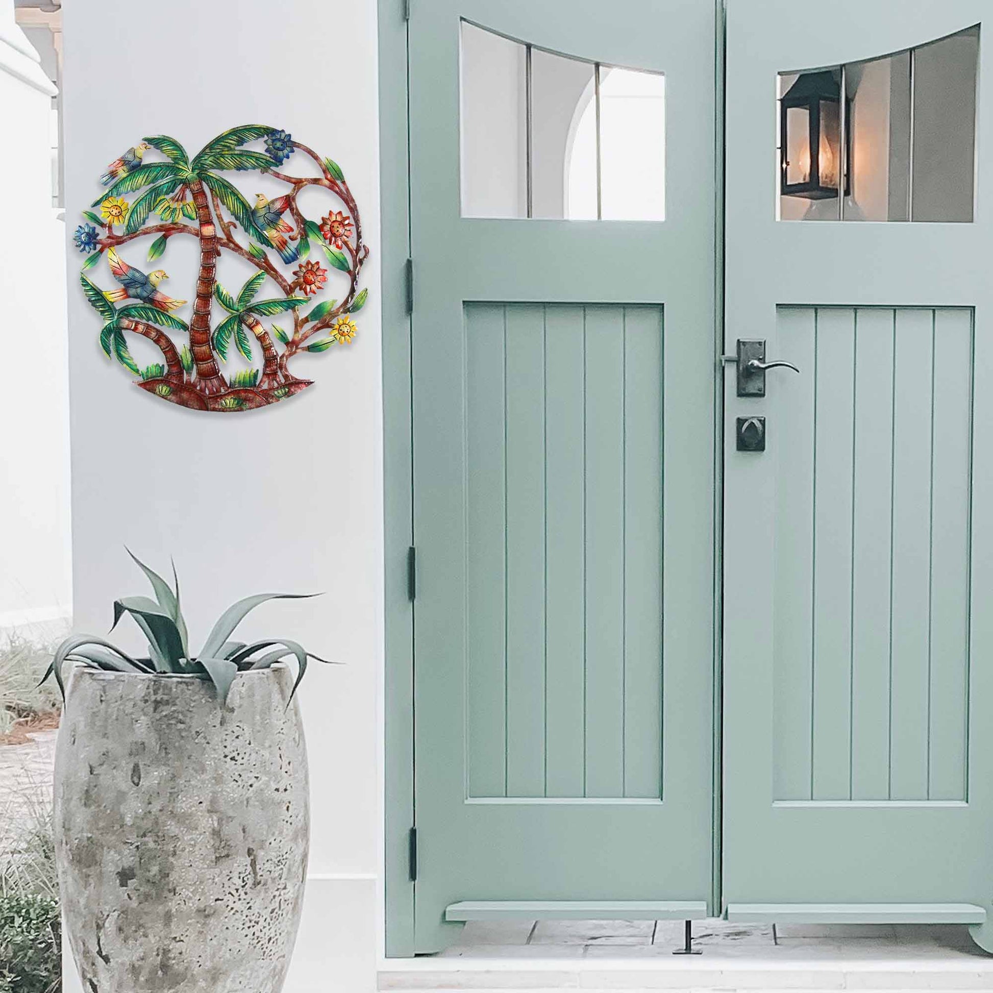 Colorful Palm Trees Hand Painted Metal Wall Art - Croix des Bouquets    Home Decor Supply | Online Retail | ShoreShopper.com