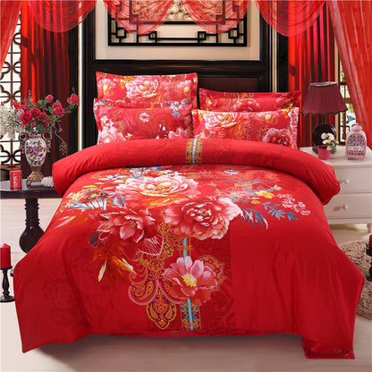 Cotton cartoon active thickening sanding four-piece cotton wedding gift linen quilt cover bedding    Home Decor Supply | Online Retail | ShoreShopper.com