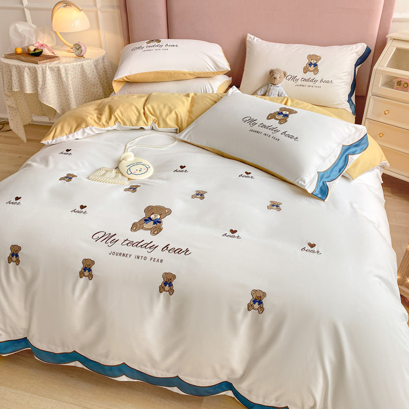 Four-piece Embroidered Quilt Cover For Washed Cotton Bed    Home Decor Supply | Online Retail | ShoreShopper.com