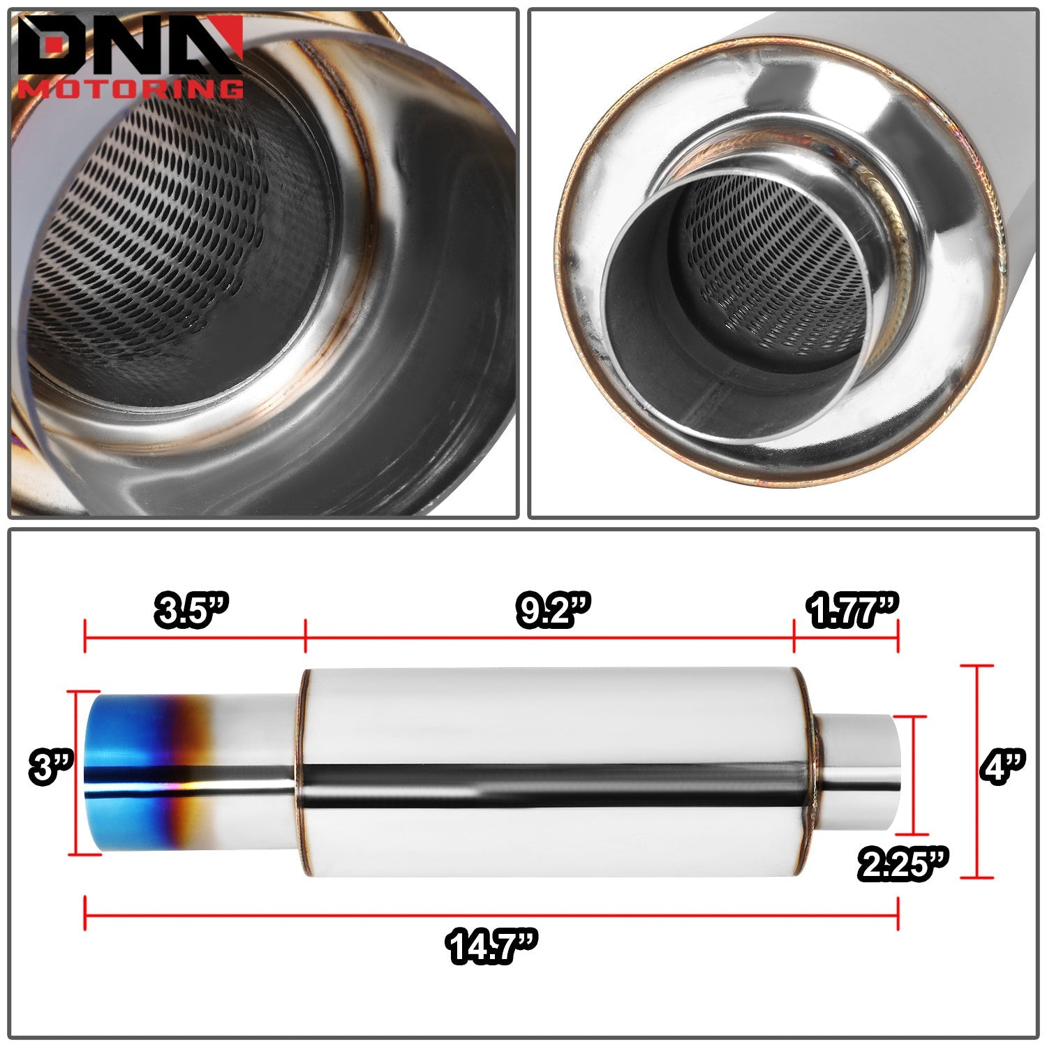 DNA MOTORING Stainless Steel Straight-Through Exhaust Muffler    Home Decor Supply | Online Retail | ShoreShopper.com
