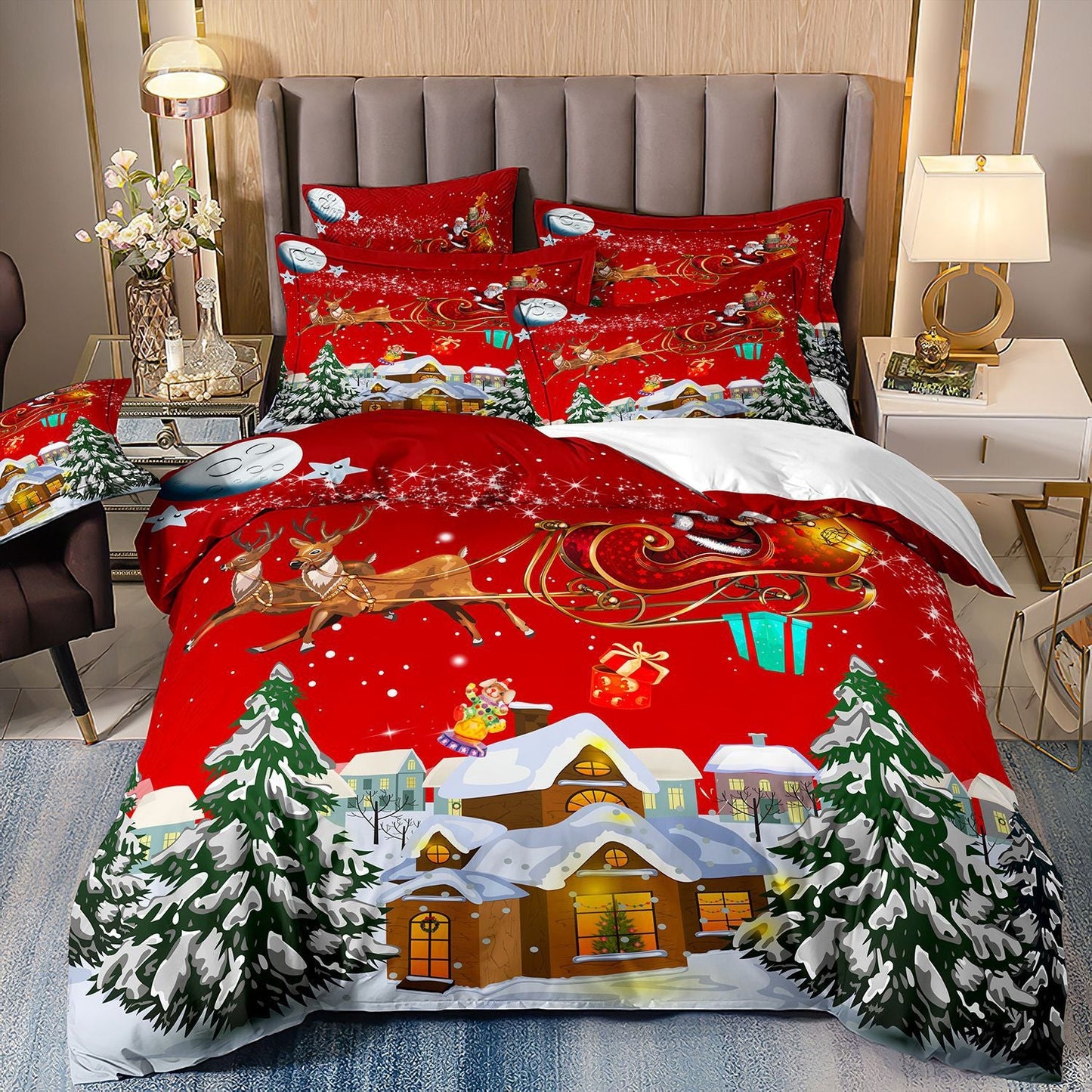 Digital Printed Three-piece Set Christmas Santa Claus Christmas Tree Snowman    Home Decor Supply | Online Retail | ShoreShopper.com