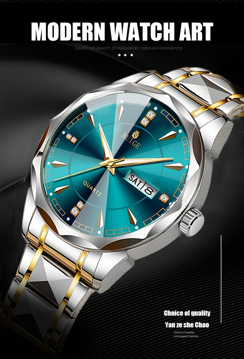 RUIGE Men's Watch Quartz Watch Luminous Stainless Steel Luxury Calendar Men's Chronograph Watch Timepiece Thanksgiving Day    Home Decor Supply | Online Retail | ShoreShopper.com