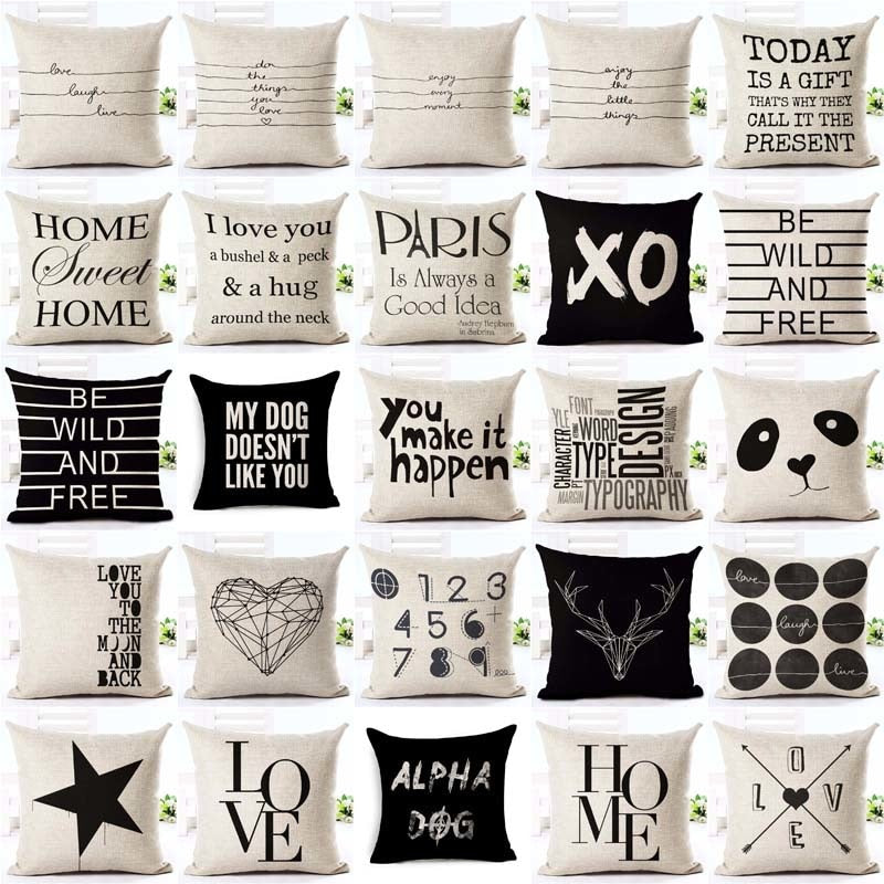 Letter black and white home pillowcase    Home Decor Supply | Online Retail | ShoreShopper.com