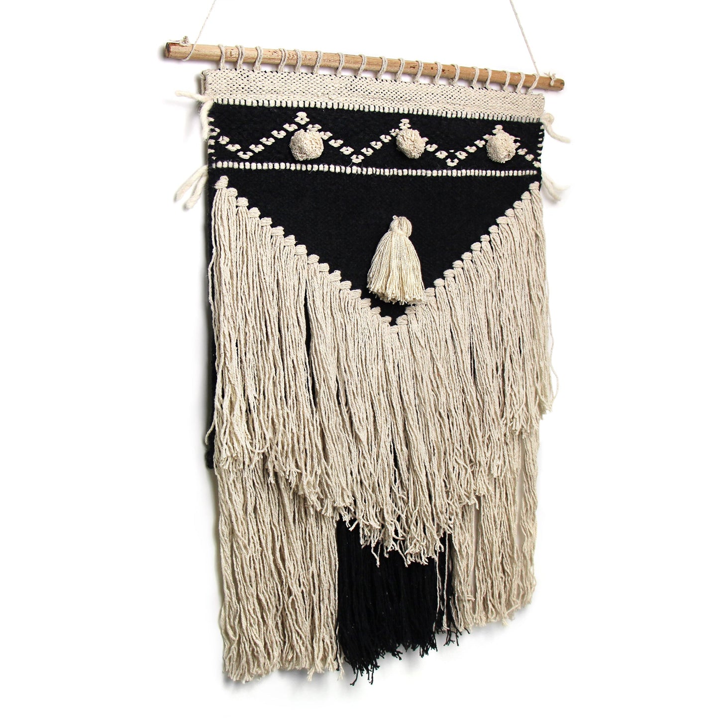 Handwoven Boho Wall Hanging, Charcoal & Cream    Home Decor Supply | Online Retail | ShoreShopper.com