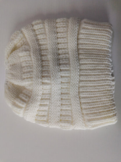 Mixed Color Knitted Wool Hat Ladies Non-labeled Ponytail Hat - ShoreCo.Shop