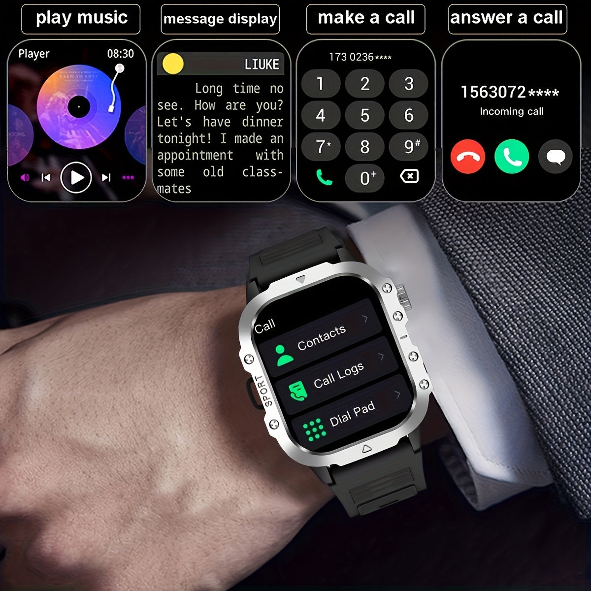 New Smart Watch with 2.01-inch Large Screen, LED Flashlight, Outdoor Sports Watch, Fitness Tracker Compatible with Android and iPhone, Halloween, Suitable for Men or Women, Versatile for Various Scenarios, Perfect Holiday Gif    Home Decor Supply | Online Retail | ShoreShopper.com