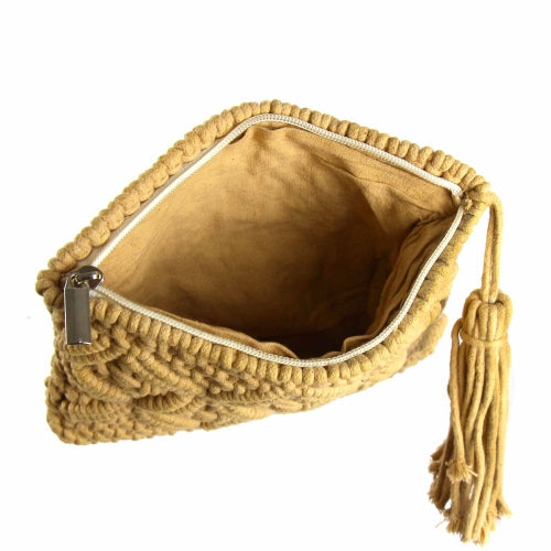 Macrame Clutch with Tassel, Tan    Home Decor Supply | Online Retail | ShoreShopper.com