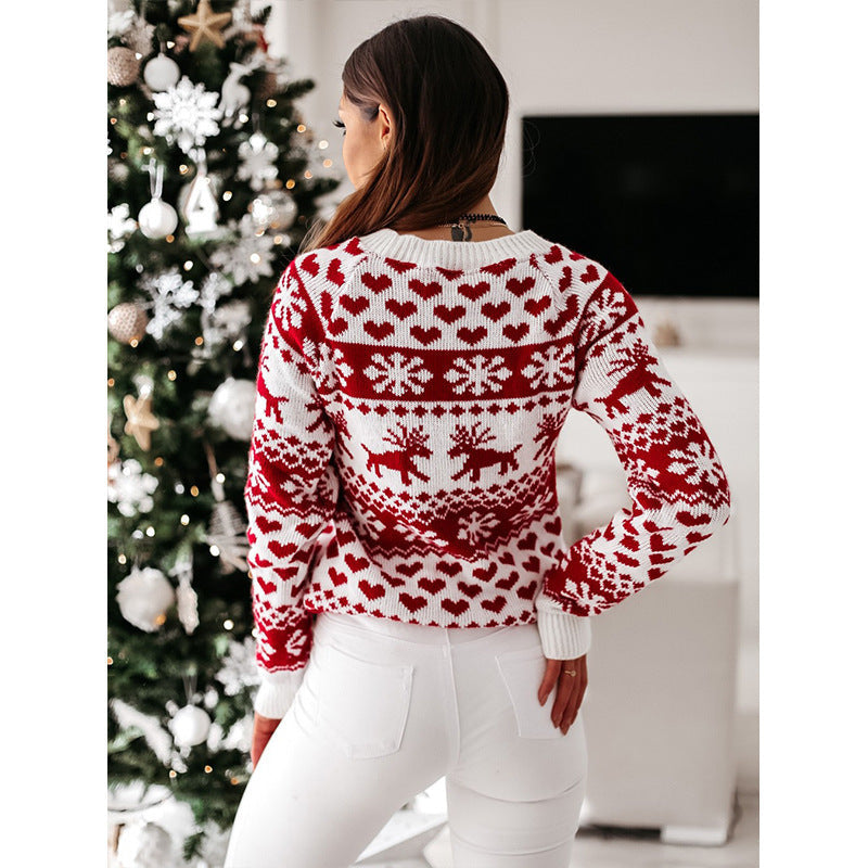 Women Ugly Christmas Sweaters Winter Long Sleeve Knitted Sweater Elk Snowflake Print Knitted Jumpers Knitwear Casual Soft Jacquard Pullover Xmas Look    Home Decor Supply | Online Retail | ShoreShopper.com