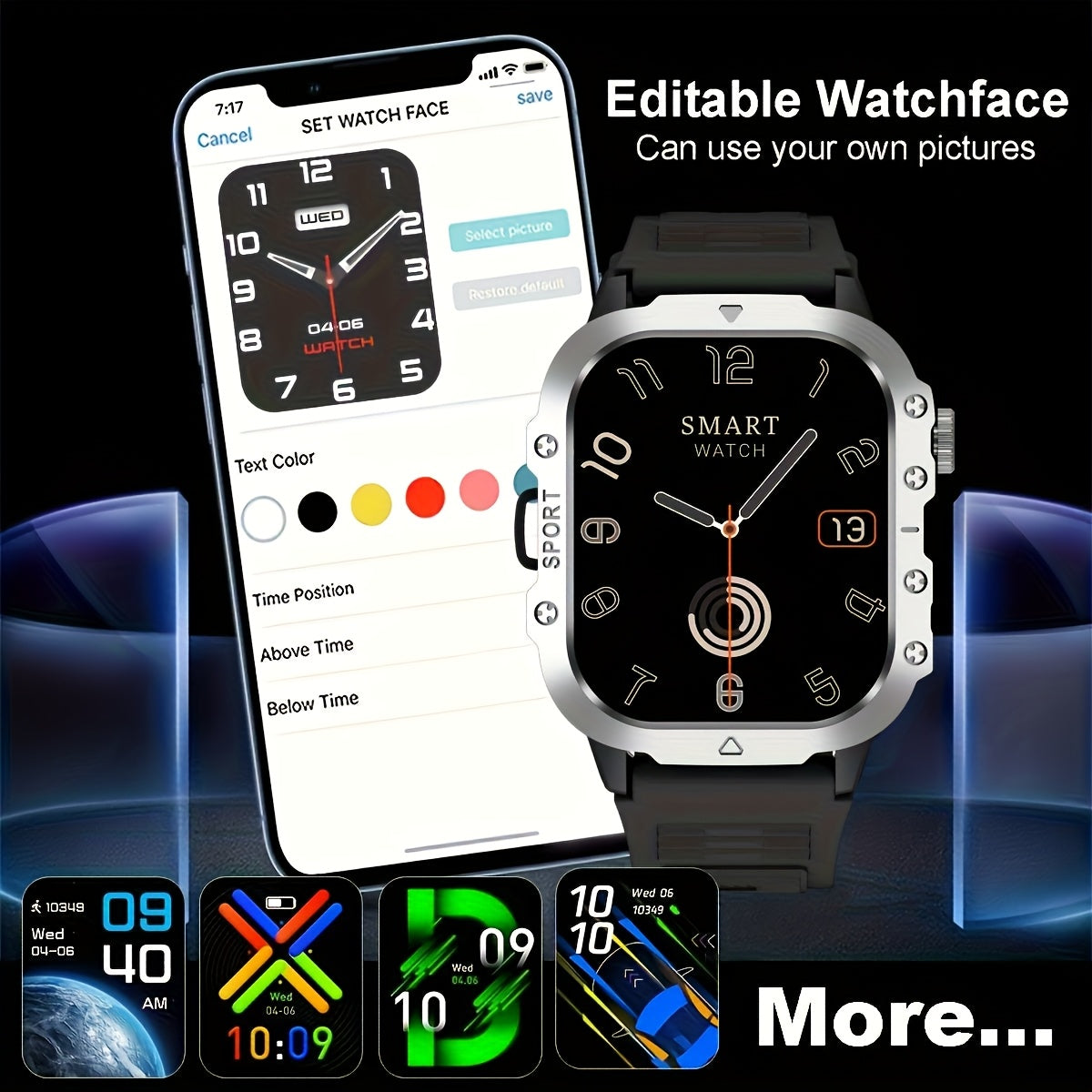 New Smart Watch with 2.01-inch Large Screen, LED Flashlight, Outdoor Sports Watch, Fitness Tracker Compatible with Android and iPhone, Halloween, Suitable for Men or Women, Versatile for Various Scenarios, Perfect Holiday Gif    Home Decor Supply | Online Retail | ShoreShopper.com