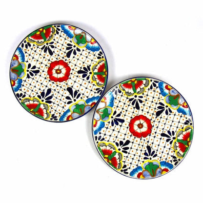 Dinner Plates 11.8in - Dots and Flowers, Set of Two - Encantada    Home Decor Supply | Online Retail | ShoreShopper.com