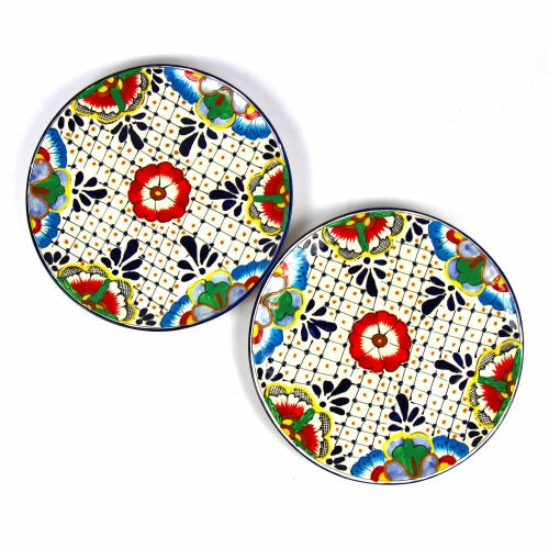 Dinner Plates 11.8in - Dots and Flowers, Set of Two - Encantada    Home Decor Supply | Online Retail | ShoreShopper.com