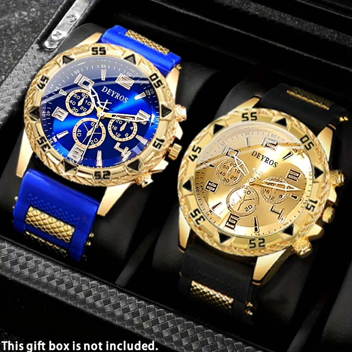 2pcs Men'S Luxury Watches | Golden/Tone Dial, Quartz Movement, Non-water Resistant, Zinc Alloy Case, Silica Gel Strap - Ideal for Business, Sports, Everyday Use | Perfect Gift for Dad, Husband, Boyfriend on Birthday, Father'S    Home Decor Supply | Online Retail | ShoreShopper.com