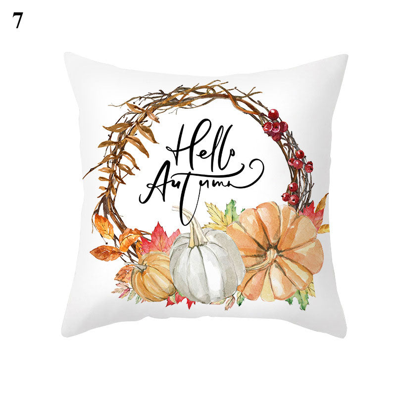 Maple Pumpkin Print Thanksgiving Peach Skin Pillowcase    Home Decor Supply | Online Retail | ShoreShopper.com