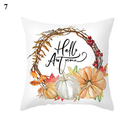 Maple Pumpkin Print Thanksgiving Peach Skin Pillowcase    Home Decor Supply | Online Retail | ShoreShopper.com