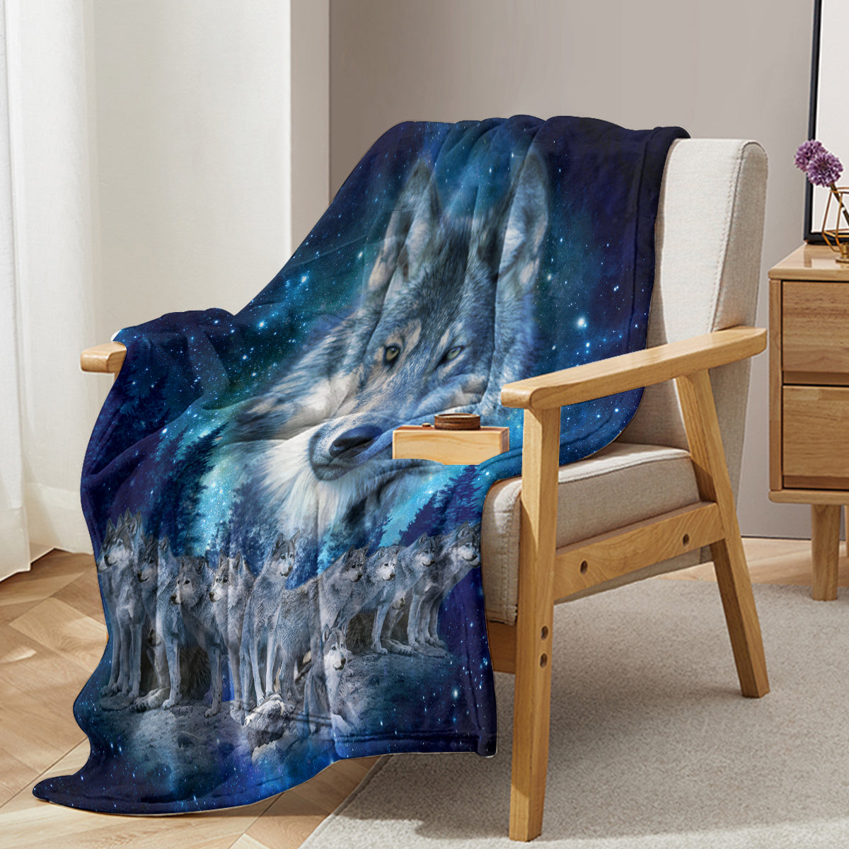 1pc Starry Wolf Pack Soft Printed Flannel Sofa Blanket Comfortable And Warm Home Use Suitable For Bed Sofa Camping And Multi Scene Seasonal Use    Home Decor Supply | Online Retail | ShoreShopper.com