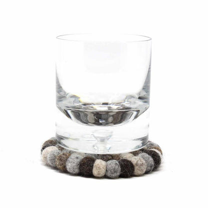 Hand Crafted Felt Ball Coasters from Nepal: 4-pack, Unicolor Grey - Global Groove (T)    Home Decor Supply | Online Retail | ShoreShopper.com