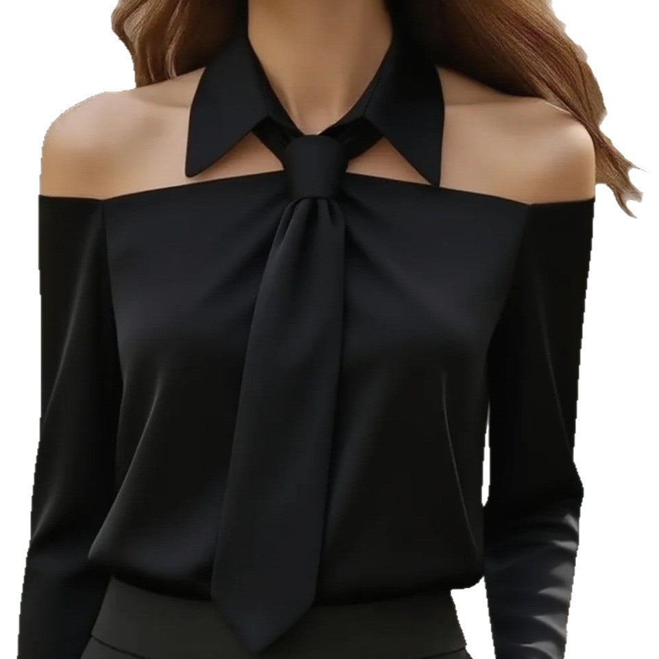 Fashion Women Tank Top Halter Neck Strap Lapel Design Long Sleeve Blouses Sexy Shirt For Spring Summer    Home Decor Supply | Online Retail | ShoreShopper.com