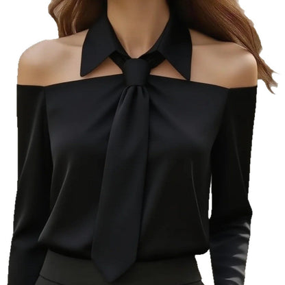 Fashion Women Tank Top Halter Neck Strap Lapel Design Long Sleeve Blouses Sexy Shirt For Spring Summer    Home Decor Supply | Online Retail | ShoreShopper.com
