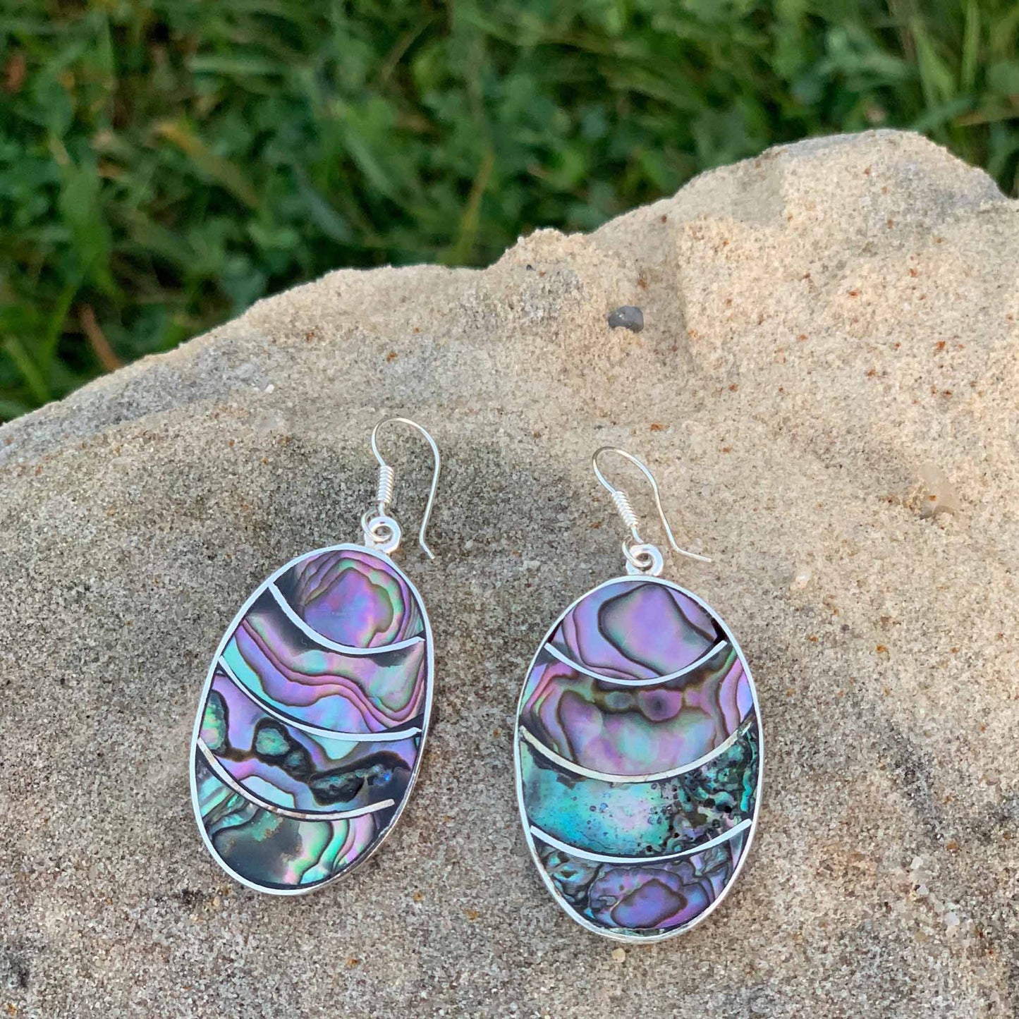 Banded Abalone Oval Earrings    Home Decor Supply | Online Retail | ShoreShopper.com