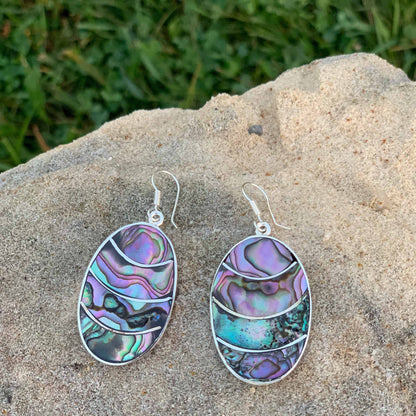 Banded Abalone Oval Earrings    Home Decor Supply | Online Retail | ShoreShopper.com