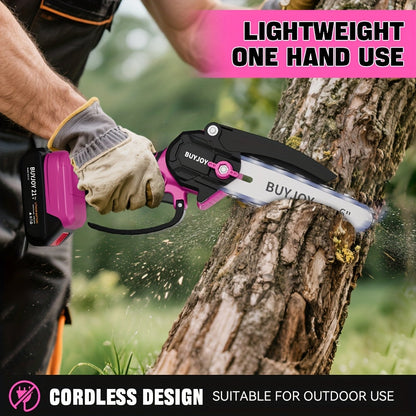6-inch Cordless Lightweight Electric Landscaping Chainsaw w/ L-ion Battery, Chain And Fast Charger    Home Decor Supply | Online Retail | ShoreShopper.com