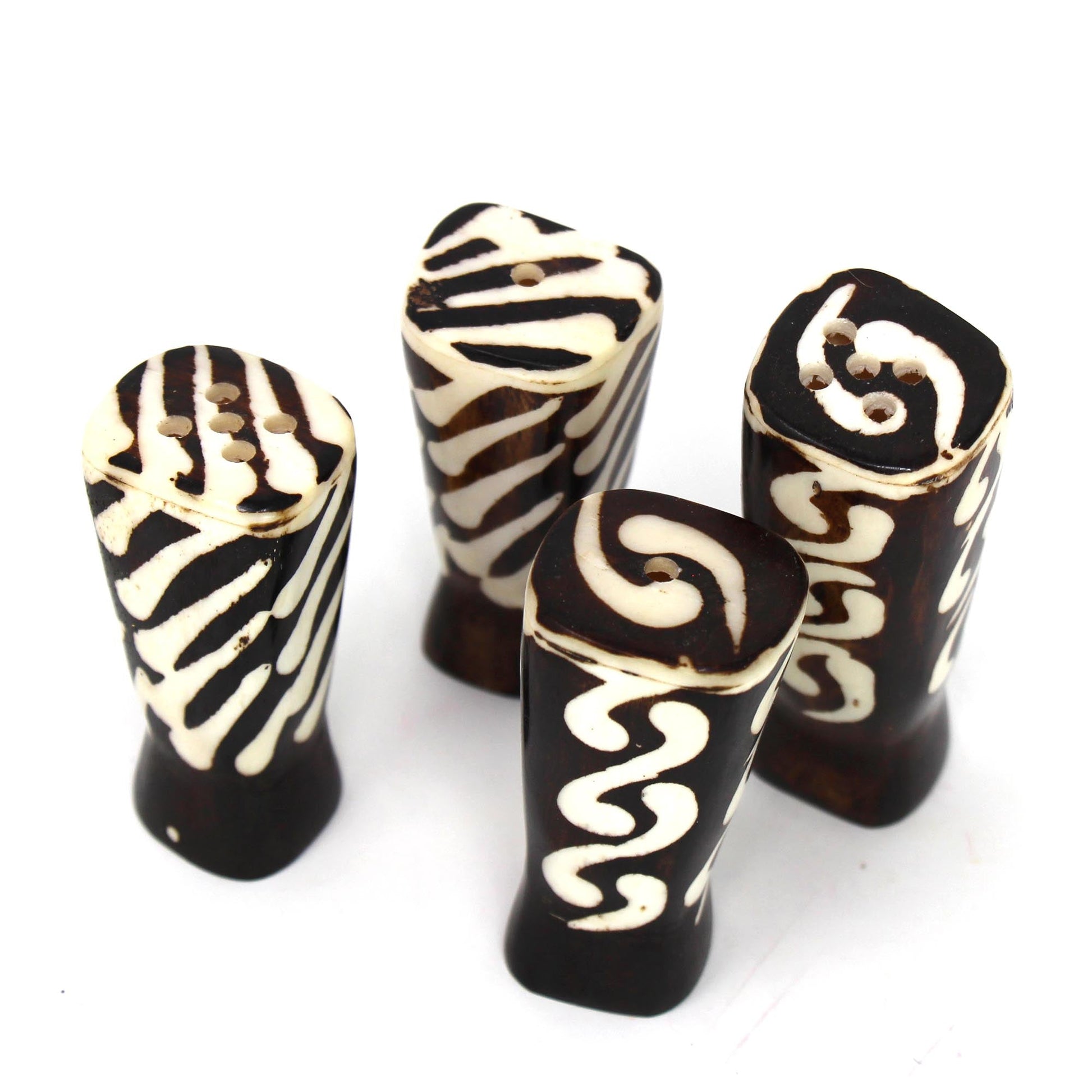 African Natural Bone Salt & Pepper Shakers, Traditional Batik Designs    Home Decor Supply | Online Retail | ShoreShopper.com