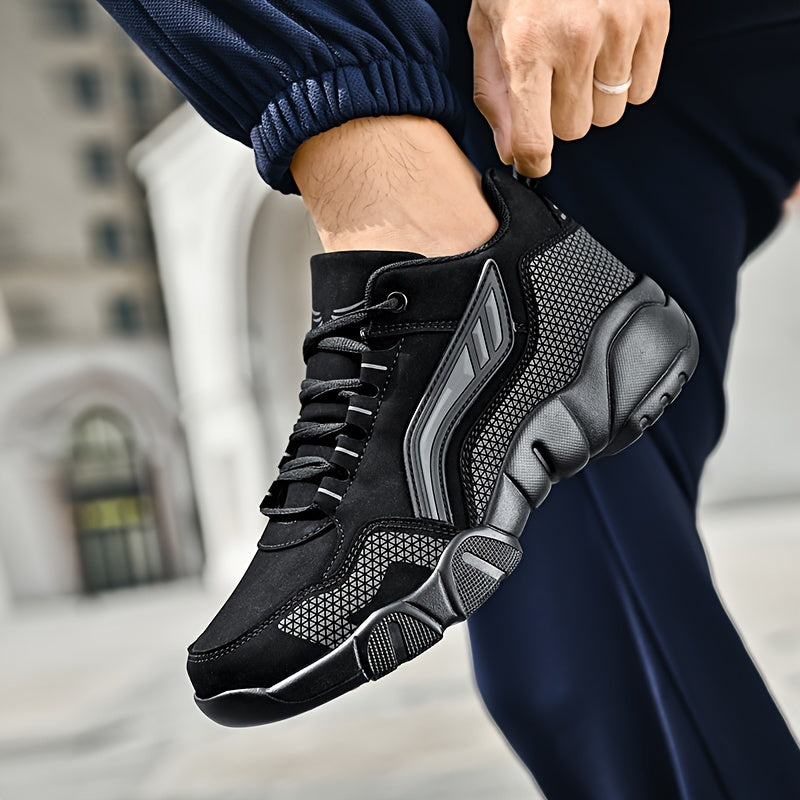Men'S Lace-Up Sneakers - Thick Cushioned Platform Shoes with Non-Slip Rubber Sole, Low-Top Lace-Up Design in Black/White/Orange Accents - All-Season Walking Shoes for Everyday, Office, Formal Events - Durable Casual Footwear    Home Decor Supply | Online Retail | ShoreShopper.com