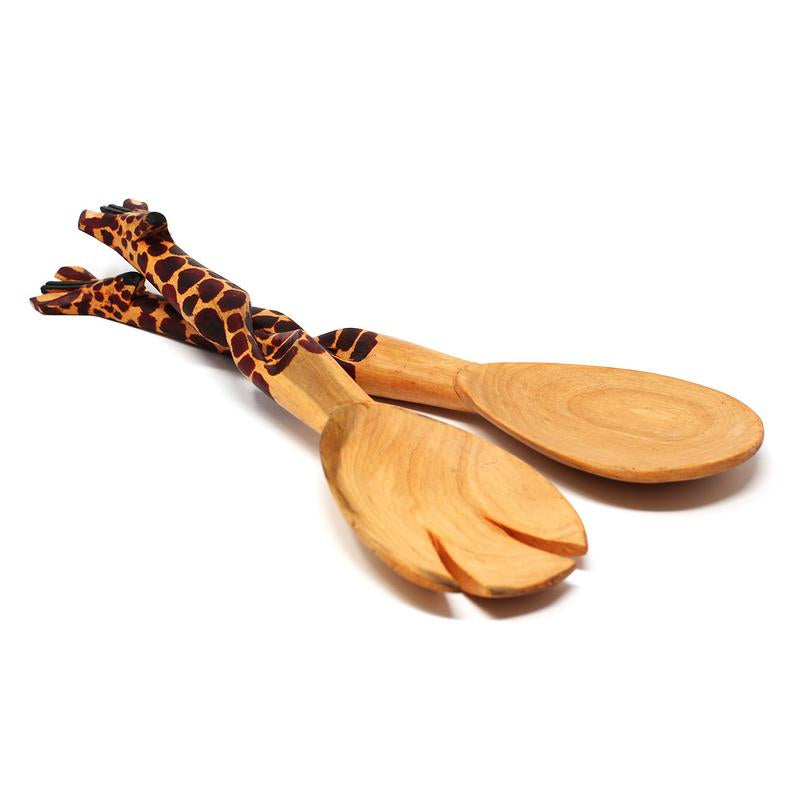Hand-Carved Giraffe Salad Serving Set - Jedando Handicrafts    Home Decor Supply | Online Retail | ShoreShopper.com