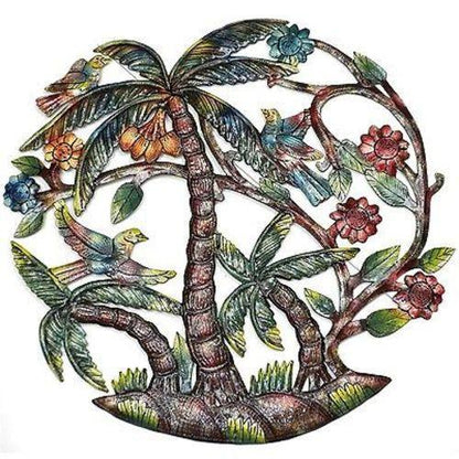 Colorful Palm Trees Hand Painted Metal Wall Art - Croix des Bouquets    Home Decor Supply | Online Retail | ShoreShopper.com