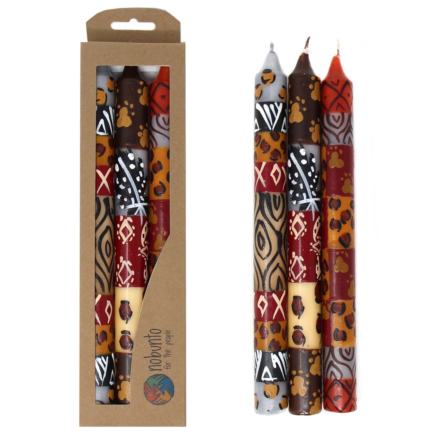 Set of Three Boxed Tall Hand-Painted Candles - Uzima Design - Nobunto    Home Decor Supply | Online Retail | ShoreShopper.com