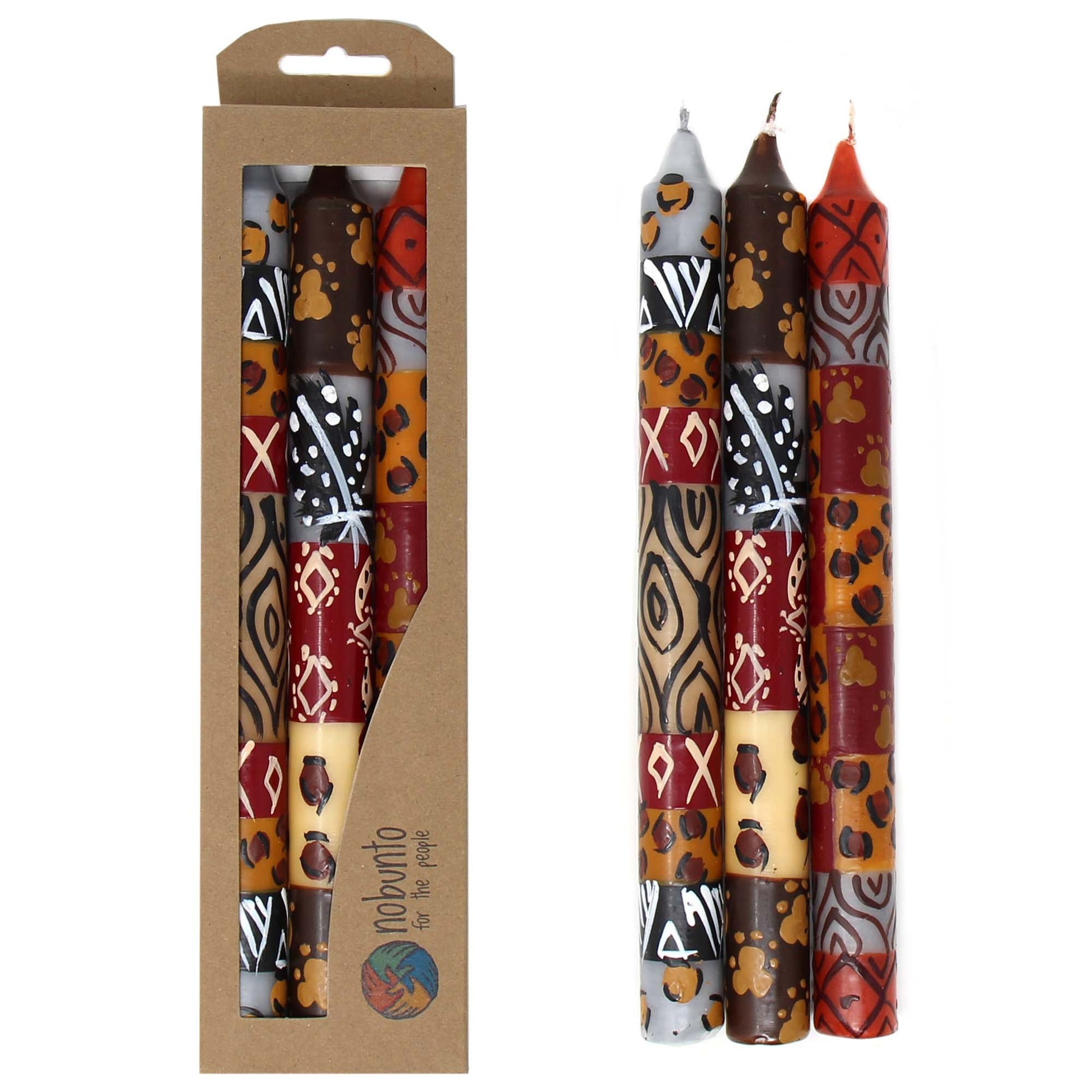 Set of Three Boxed Tall Hand-Painted Candles - Uzima Design - Nobunto    Home Decor Supply | Online Retail | ShoreShopper.com