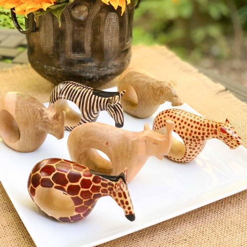 Set of Six Mahogany Wood Animal Napkin Rings - Jedando Handicrafts    Home Decor Supply | Online Retail | ShoreShopper.com