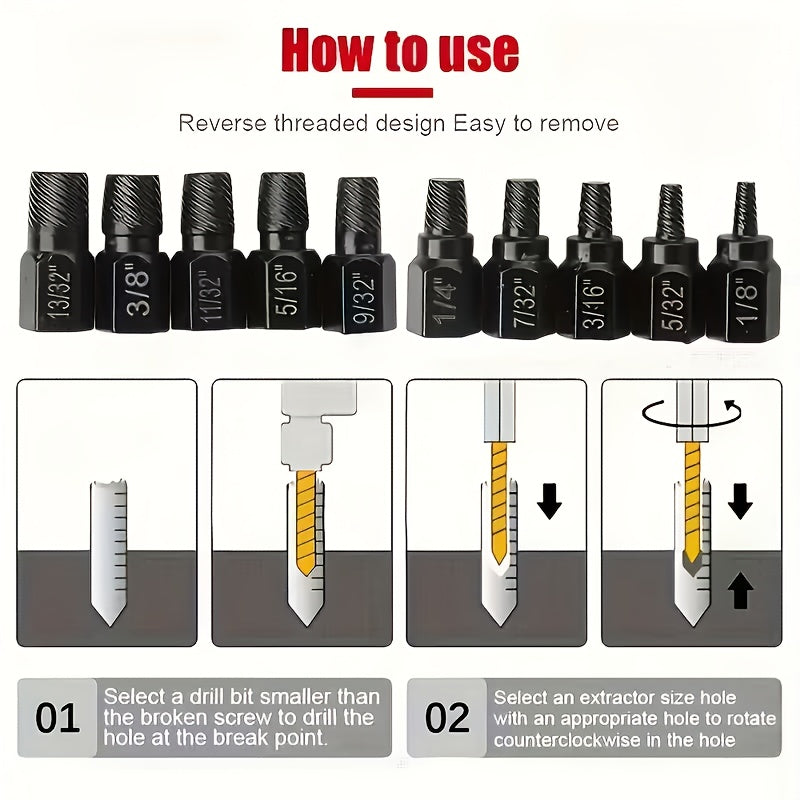 20pcs Industrial Screw Extractor Set: Alloy Steel Damaged Screw Removal Kit, Metal Easy-Out Drill Bits, Broken Bolt Stud Extractor Tools, Multi-Groove Screw Extractor Set, Suitable for Bolt Stud Tubes 1/8"-13/32", Local Wareh - ShoreCo.Shop