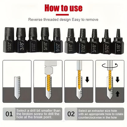 20pcs Industrial Screw Extractor Set: Alloy Steel Damaged Screw Removal Kit, Metal Easy-Out Drill Bits, Broken Bolt Stud Extractor Tools, Multi-Groove Screw Extractor Set, Suitable for Bolt Stud Tubes 1/8"-13/32", Local Wareh - ShoreCo.Shop