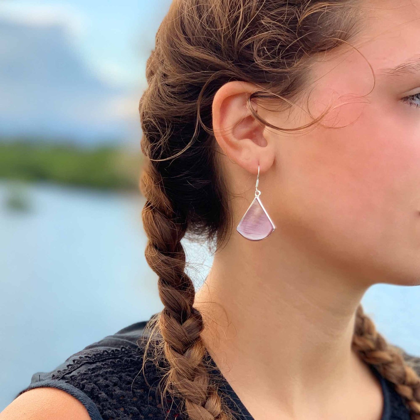 Pink Clam Shell Fan Drop Earrings    Home Decor Supply | Online Retail | ShoreShopper.com