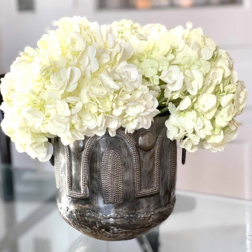 Hammered Metal Container with Round Handles - Croix des Bouquets    Home Decor Supply | Online Retail | ShoreShopper.com