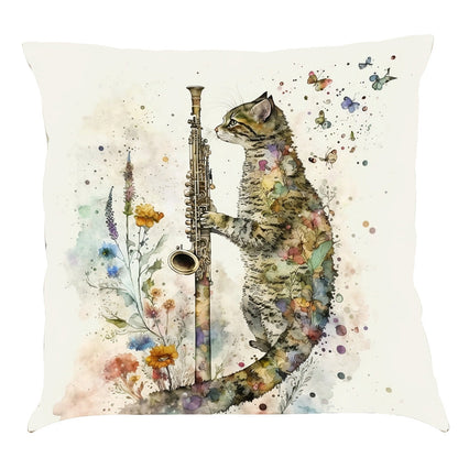 Musical Cats Printed Cotton Linen Pillowcase    Home Decor Supply | Online Retail | ShoreShopper.com