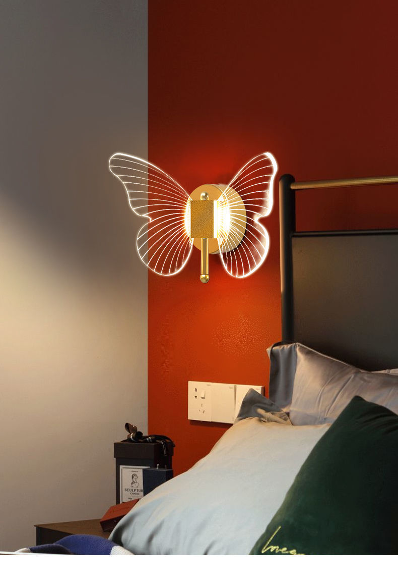 Butterfly Wall Lamp Light Luxury Bedside Warm Decoration    Home Decor Supply | Online Retail | ShoreShopper.com