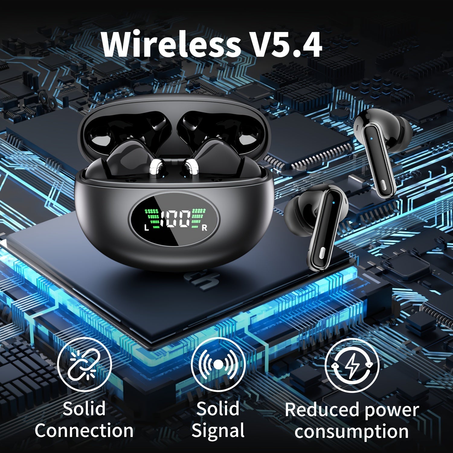 Bluetooth Earphones, Bluetooth Earbuds, In Ear Earphones, Wireless Earphones, with LED Power Display Charging Case, Bluetooth 5.4 Earphones, True Wireless Bluetooth Earphones, Playback Time Of 40 Hours, Wireless Noise Cancell    Home Decor Supply | Online Retail | ShoreShopper.com